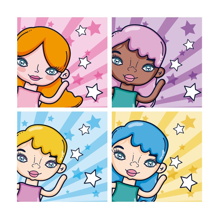 Vetor jogo, adolescente, meninas