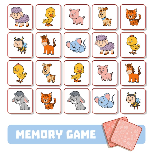 Jogo de memória de animais para imprimir e colorir