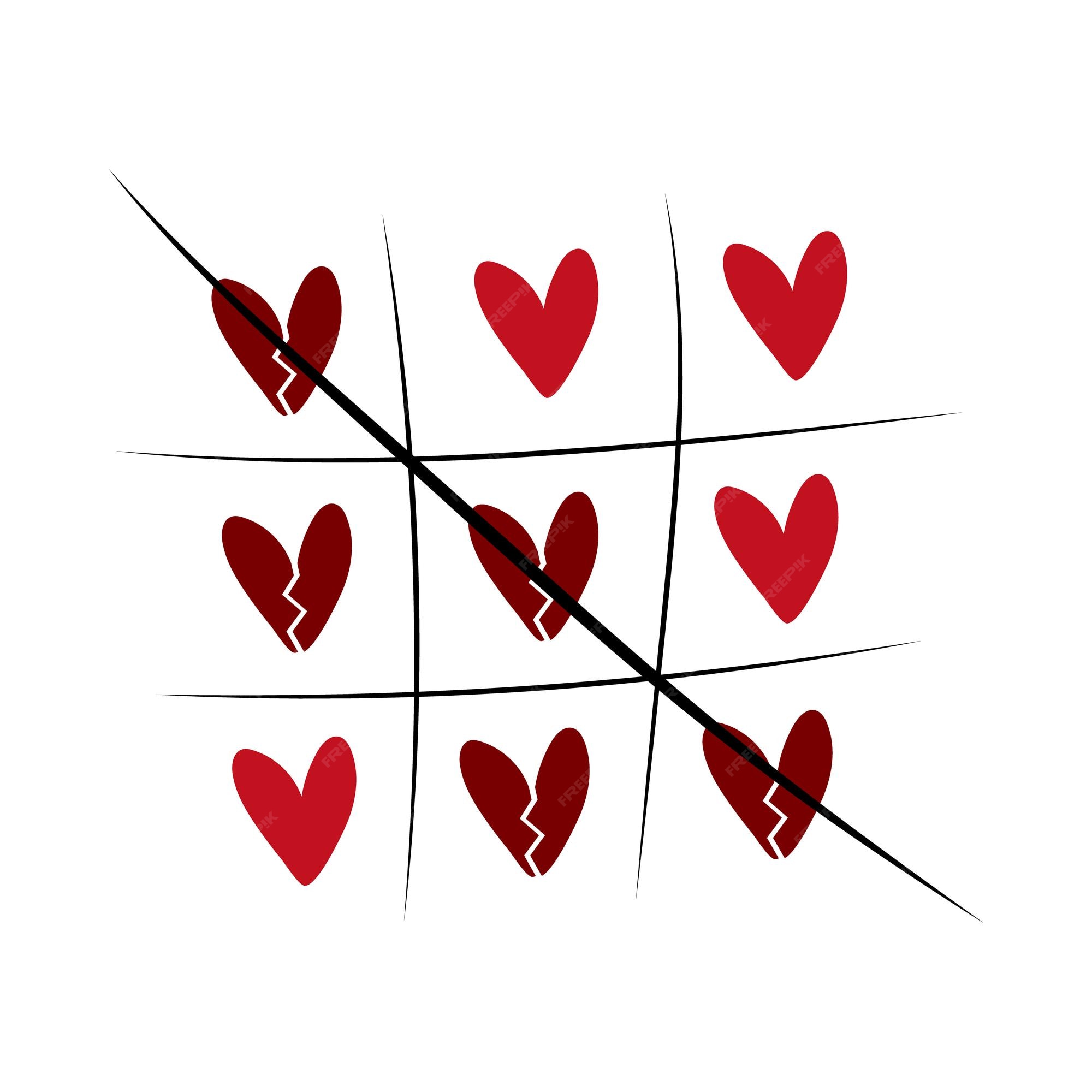 Coração, jogo da velha Jogue Tic Tac Toe grátis, jogo da velha com o  coração, amor coração, jogo da velha, jogo da velha, jogo, ângulo, texto  png