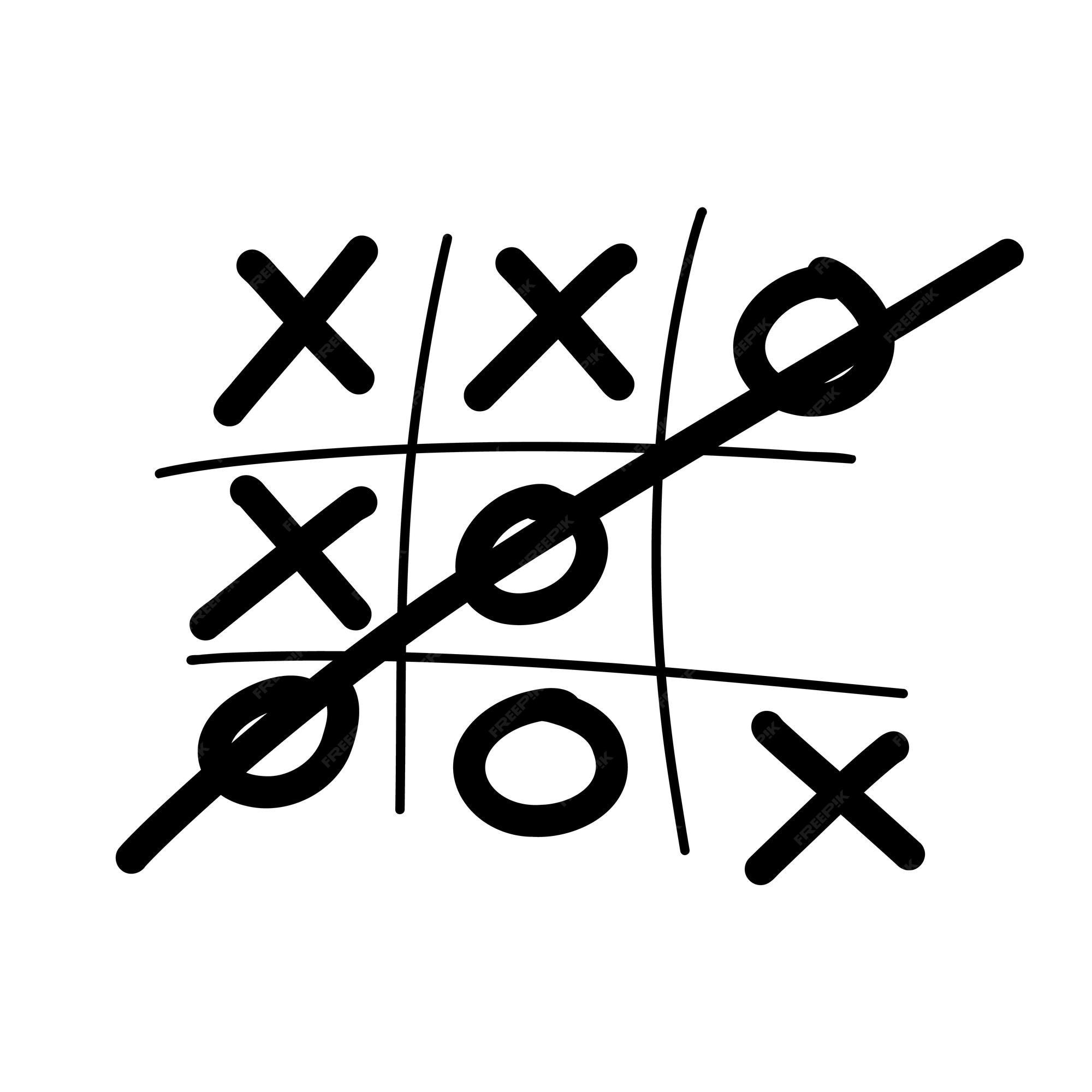 Esboço desenhado à mão jogo tic tac toe xo conjunto de jogos para