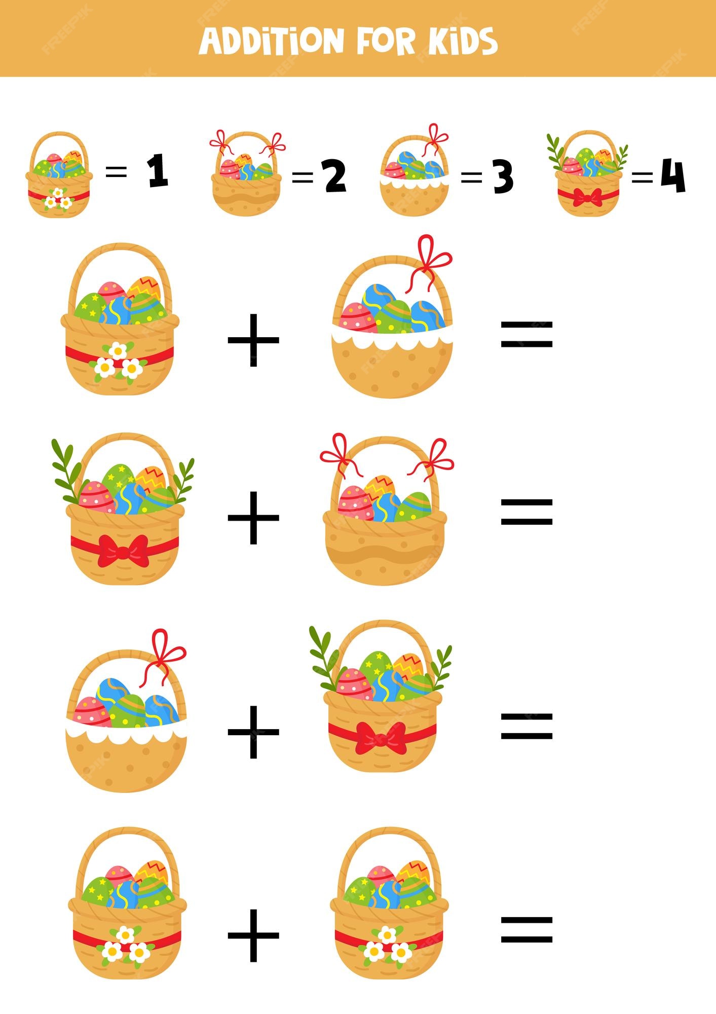 Jogos educativos para crianças matemática combine as cestas com o