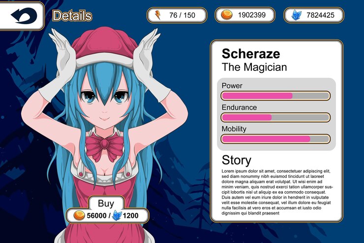 Vetor jogo de anime gui