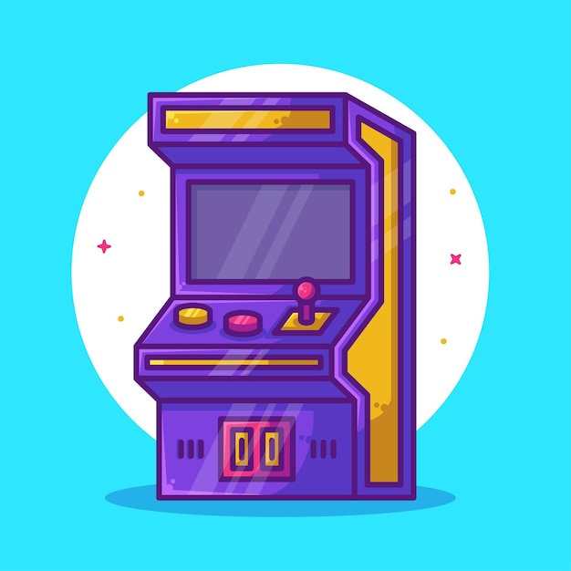 Vetor jogo de arcade ilustração dos desenhos animados isolado videogame logo vector icon ilustração em estilo simples