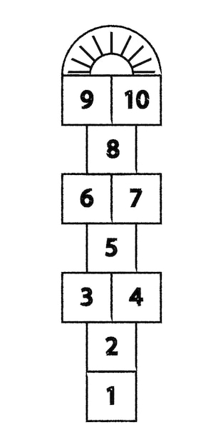 jogo de atividade de criança amarelinha isolado no fundo branco. desenhar  jogos infantis desenhados lápis de cor em que brincam ao ar livre. 5701681  Vetor no Vecteezy