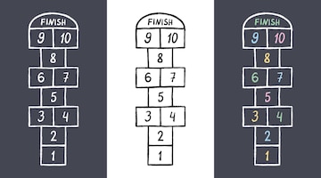 jogo de atividade de criança amarelinha isolado no fundo branco. desenhar  jogos infantis desenhados lápis de cor em que brincam ao ar livre. 5701681  Vetor no Vecteezy