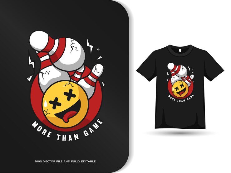 jogo de boliche design fofo com modelo de camiseta