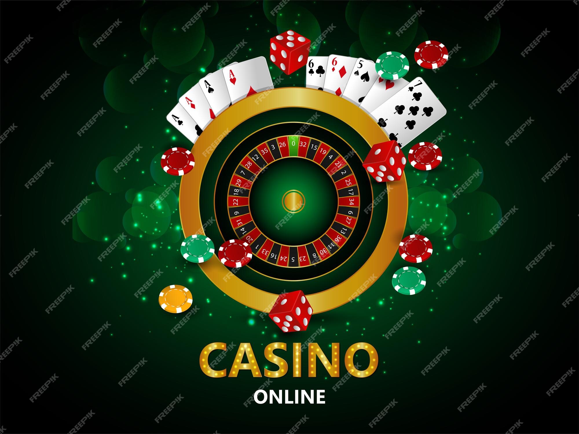 Jogo de casino online com texto dourado e máquina de roleta