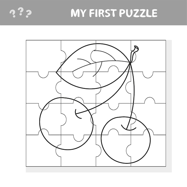 Jogo de cereja para crianças e crianças - meu primeiro quebra-cabeça e livro para colorir - vetor