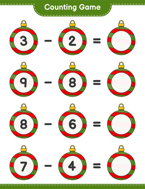 jogo de contagem para crianças. conjunto de bolas de Natal coloridas.  2170993 Vetor no Vecteezy