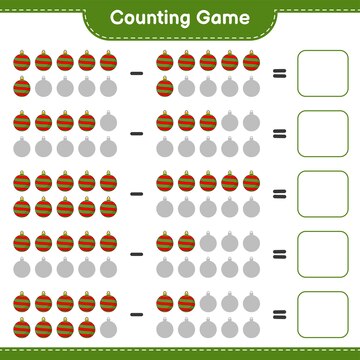 Jogo de contagem conta o número de bola de natal e escreve o resultado jogo  educativo para crianças