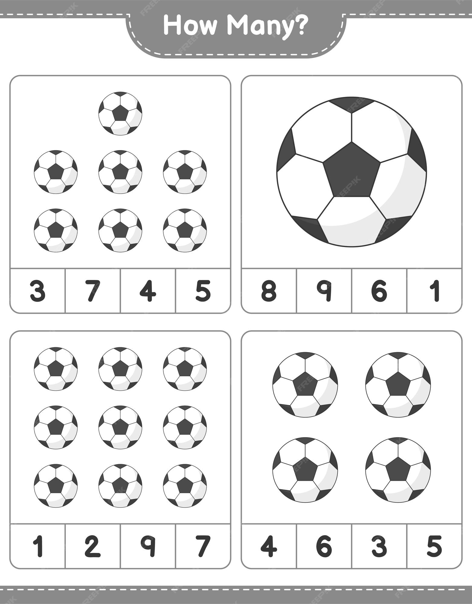 Jogo de contagem de quantos jogos de bola de futebol educacional