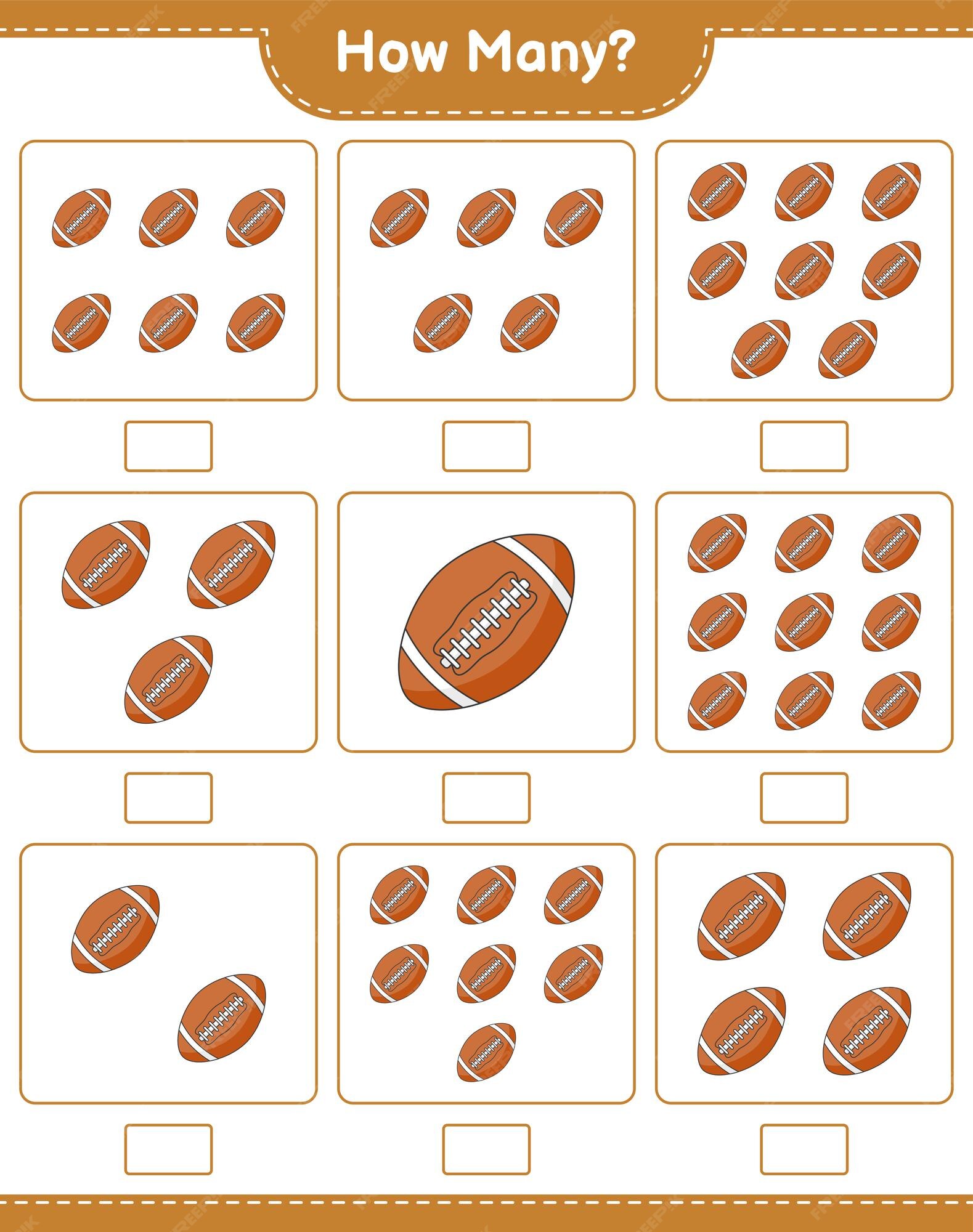 Jogo de contagem de quantos jogos de bola de futebol educacional