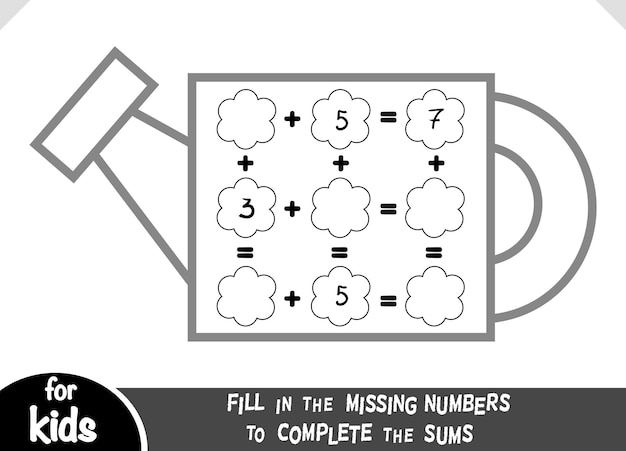 Jogo de contagem para crianças em idade pré-escolar jogo de matemática educacional planilhas de adição com um regador