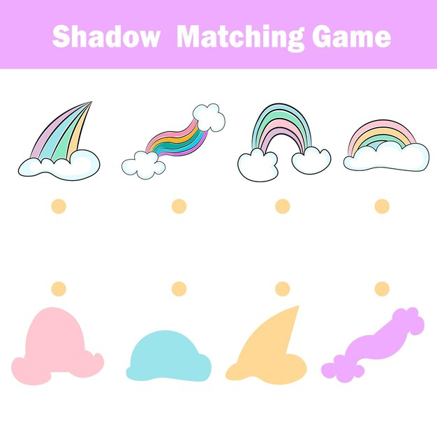 Jogo de correspondência de sombras para crianças encontre a atividade de sombra correta para crianças em idade pré-escolar e escolar