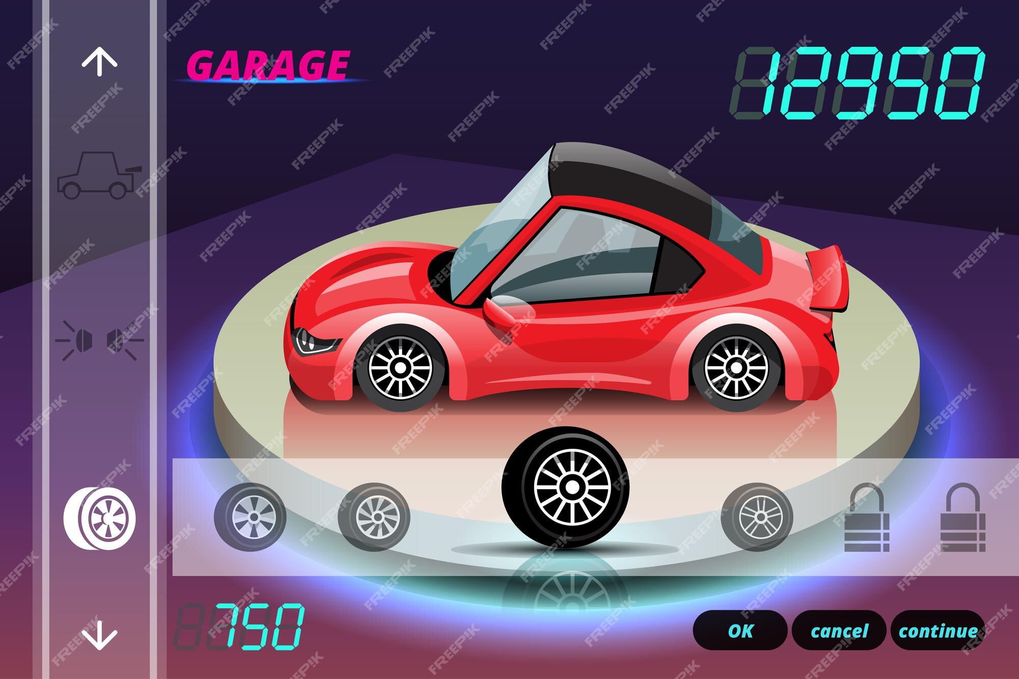 Jogo de corrida de carros no menu de exibição