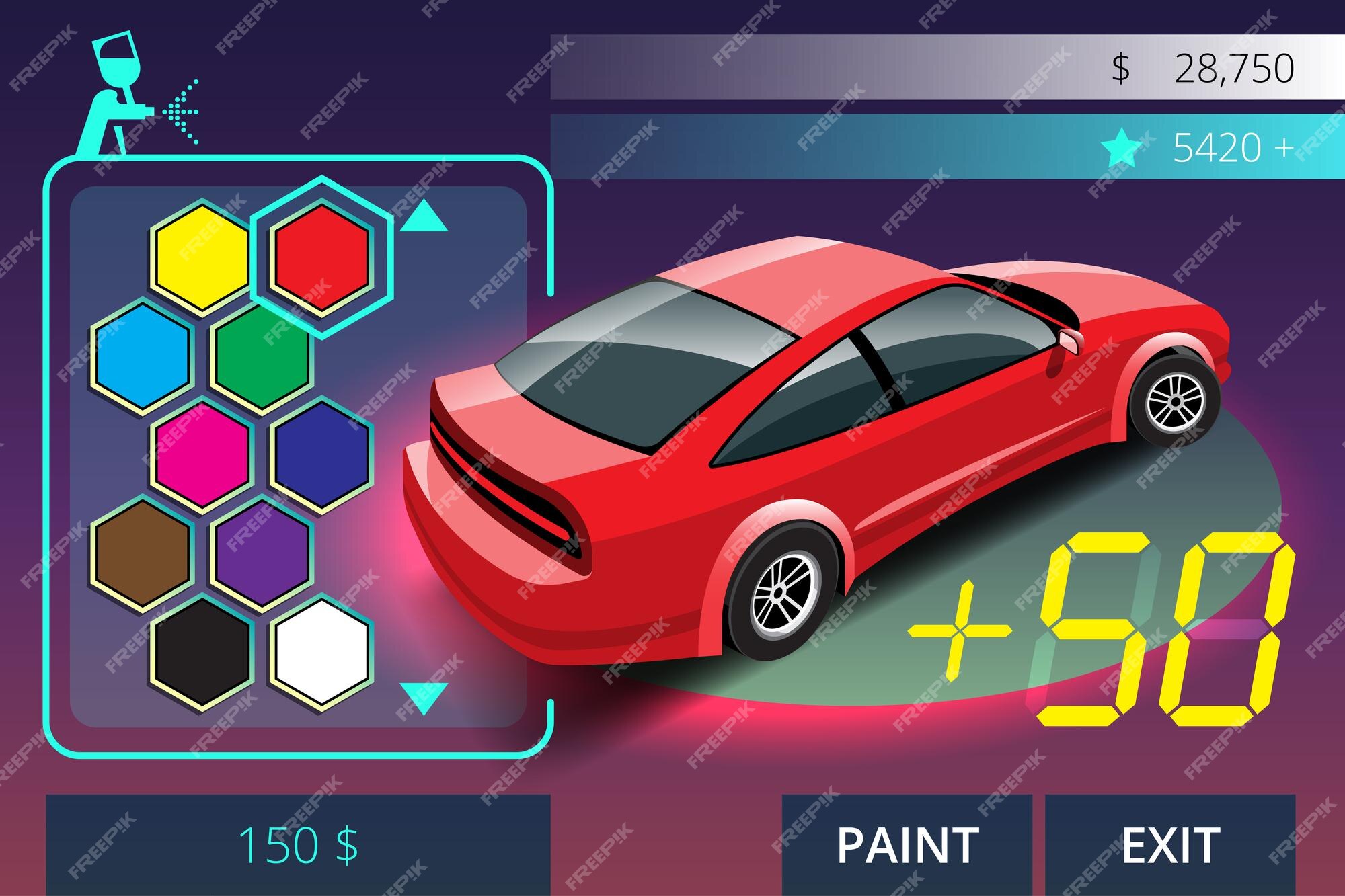 Jogo de corrida de carros no menu de exibição