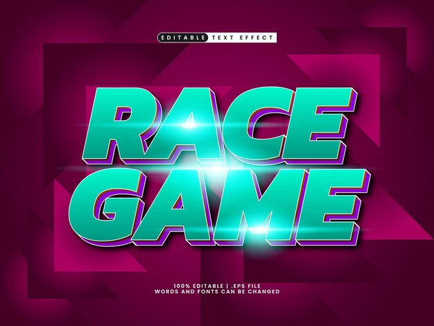 jogo de corrida efeito de texto editável em velocidade e estilo de texto de jogo