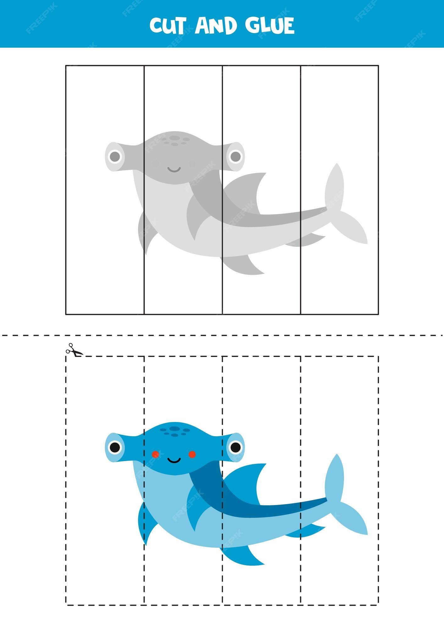 Jogo Educativo Para Crianças. Tubarão-cartoon Recortado E Cola. Planilha De  Atividade Ilustração do Vetor - Ilustração de forma, nave: 171684133