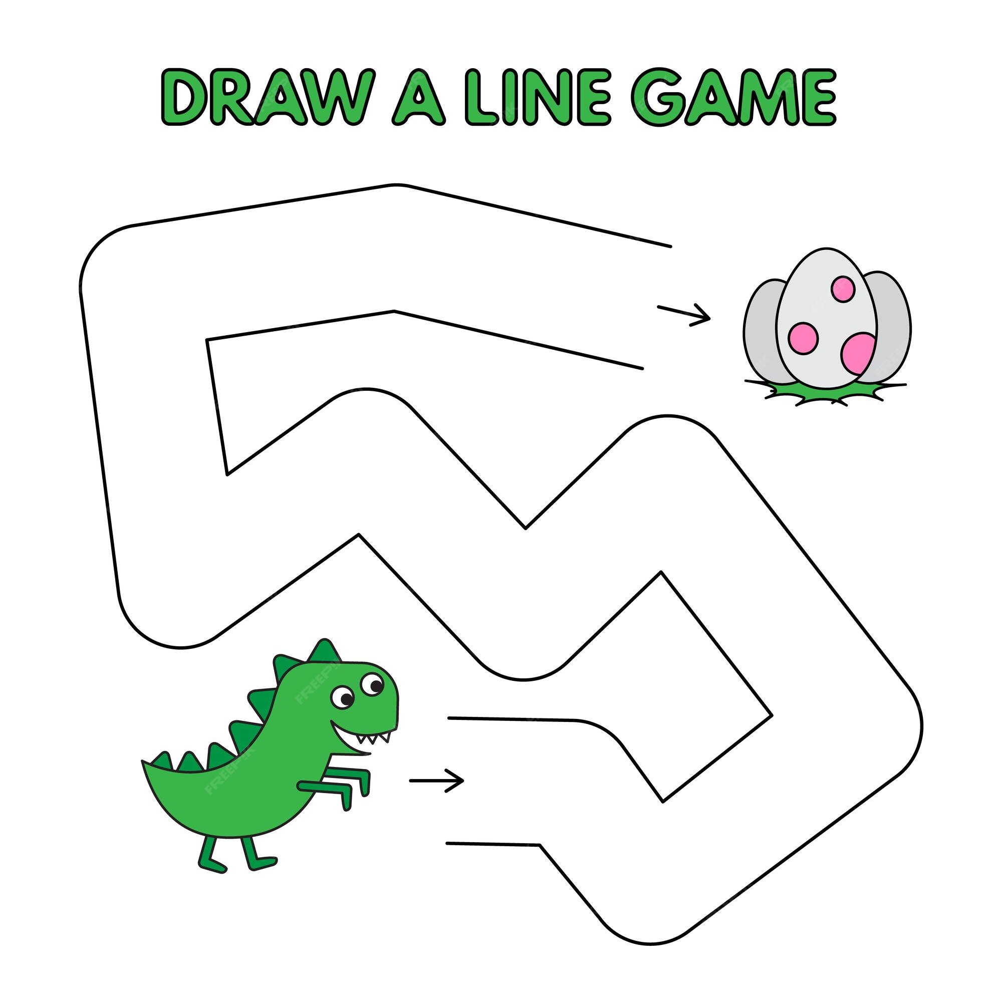 Jogo de desenho de dinossauro de desenho de linha para crianças
