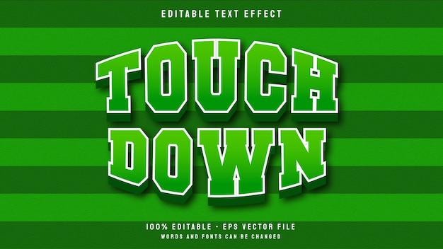 Jogo de desenho em 3d touchdown para modelo de efeito de texto editável de esporte