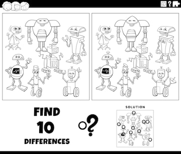 diferenças jogo educacional com robôs para colorir página 1945130
