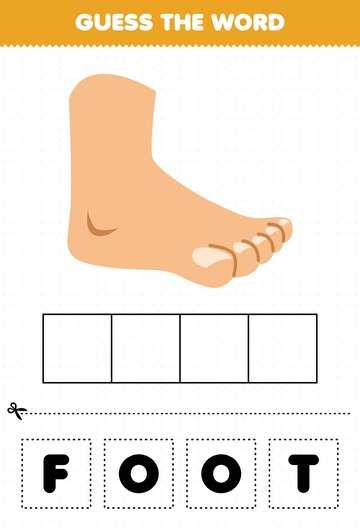 Jogo de educação para crianças adivinhar as letras da palavra praticando  orelha de anatomia humana de desenho animado bonito