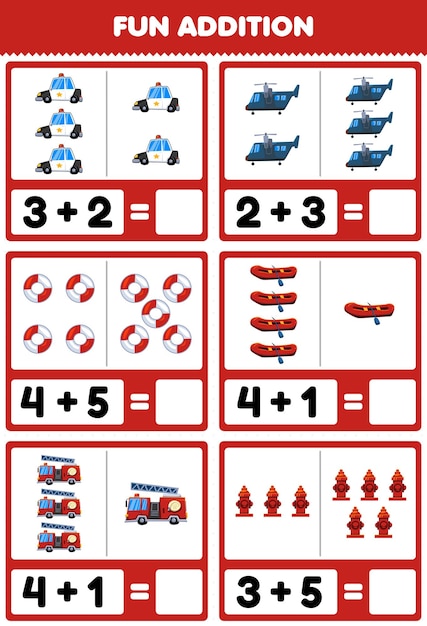 Jogo educativo para crianças completa a imagem correta de um lindo desenho  animado de carro de polícia, barco inflável e avião, planilha de transporte  para impressão