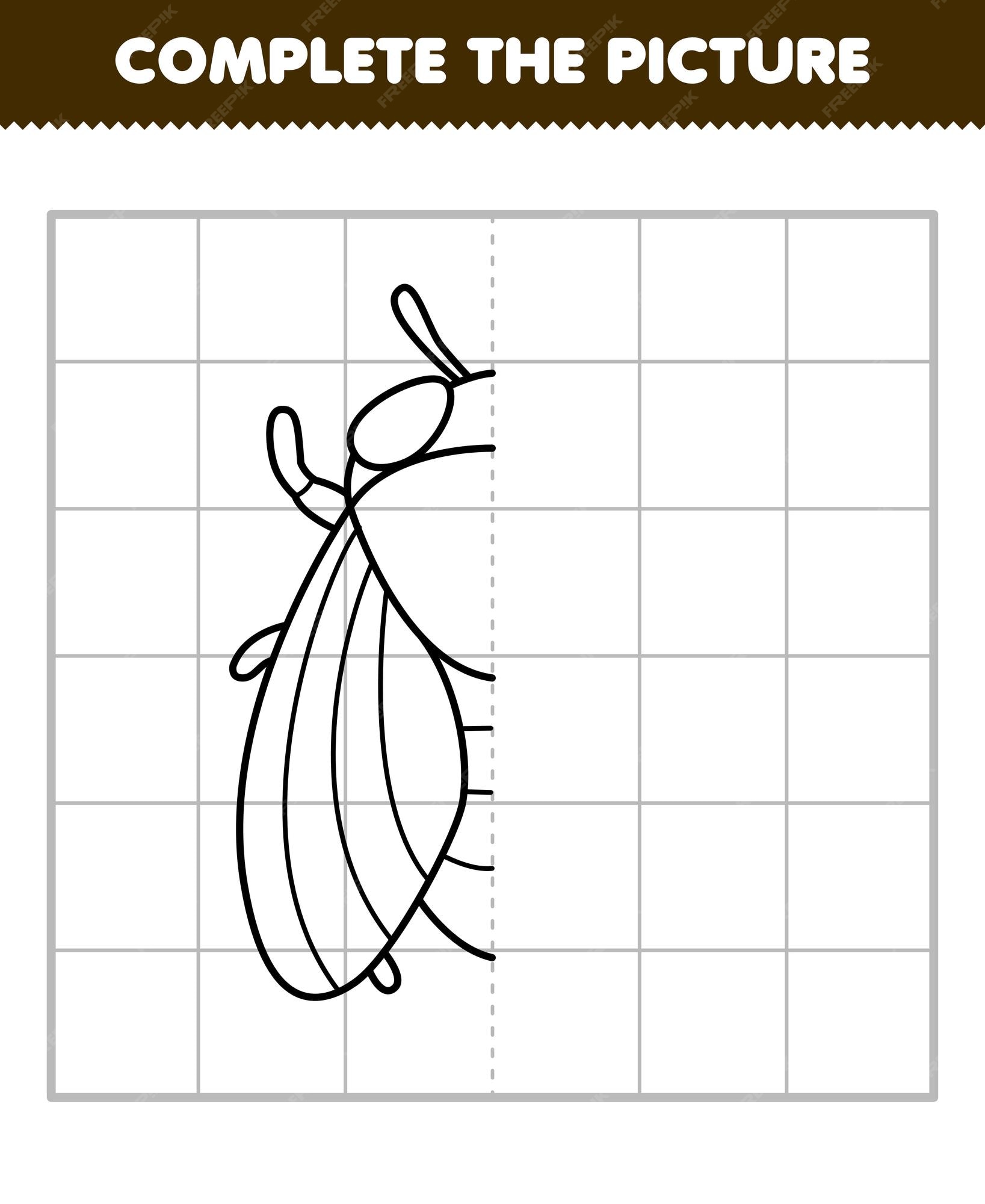 jogo de educação para crianças página para colorir de folha de trabalho de  bug imprimível de arte de cigarra de desenho animado bonito 13694854 Vetor  no Vecteezy