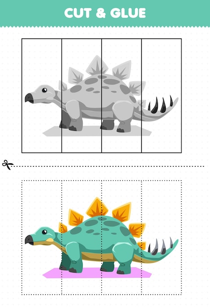 jogo de educação para crianças cortadas e coladas com dinossauros  pré-históricos bonitos dos desenhos animados spinosaurus 9639019 Vetor no  Vecteezy