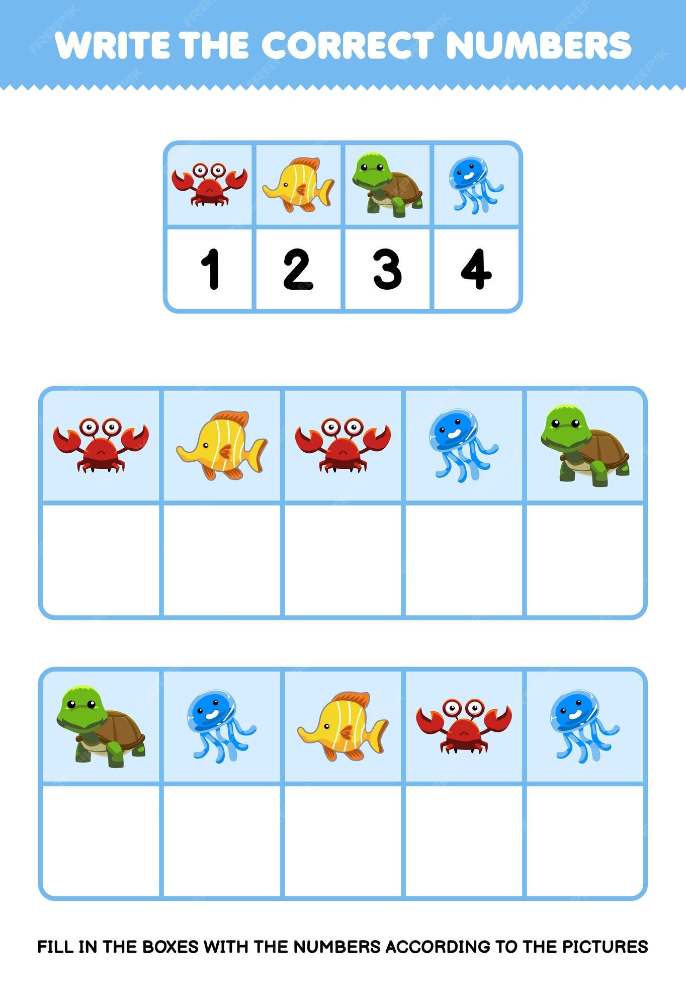 jogo de educação para crianças contando quantos desenhos animados fofos de  fogo ou água em cada planilha de natureza imprimível de tabela 18851618  Vetor no Vecteezy