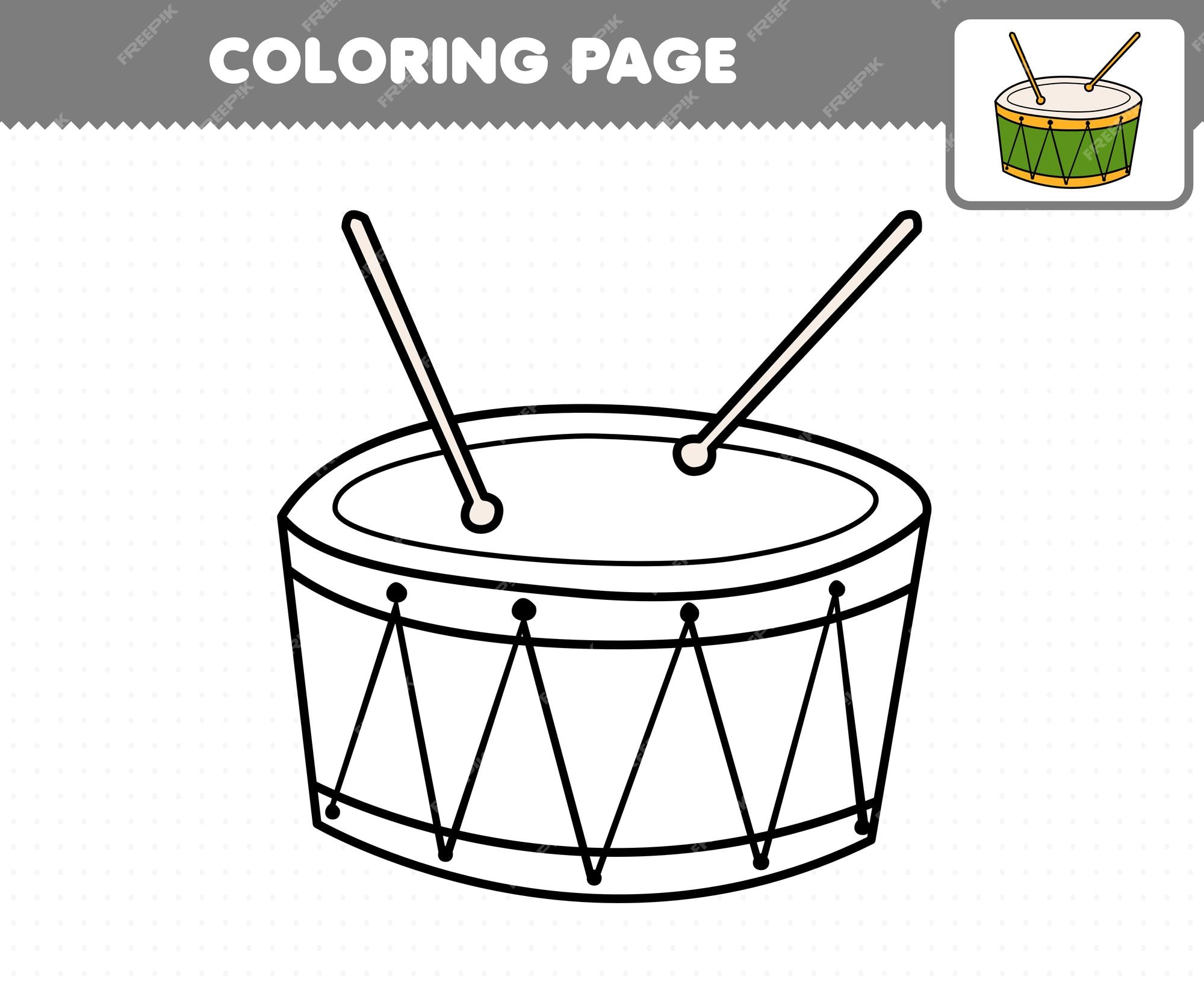 Jogo de educação para crianças para colorir folha de trabalho para  impressão de apito de instrumento de música de desenho animado
