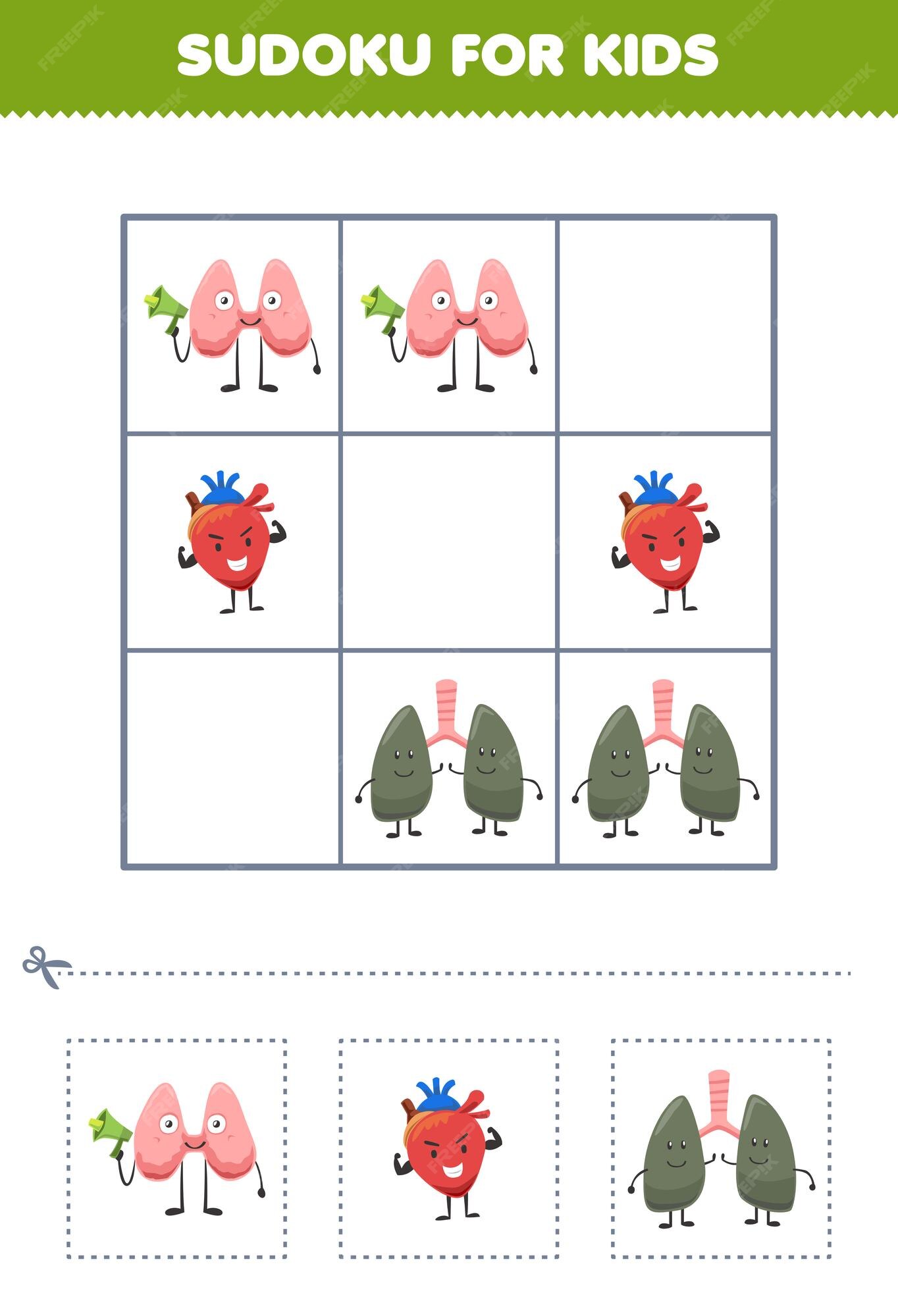 Jogo de educação para crianças sudoku fácil para crianças com