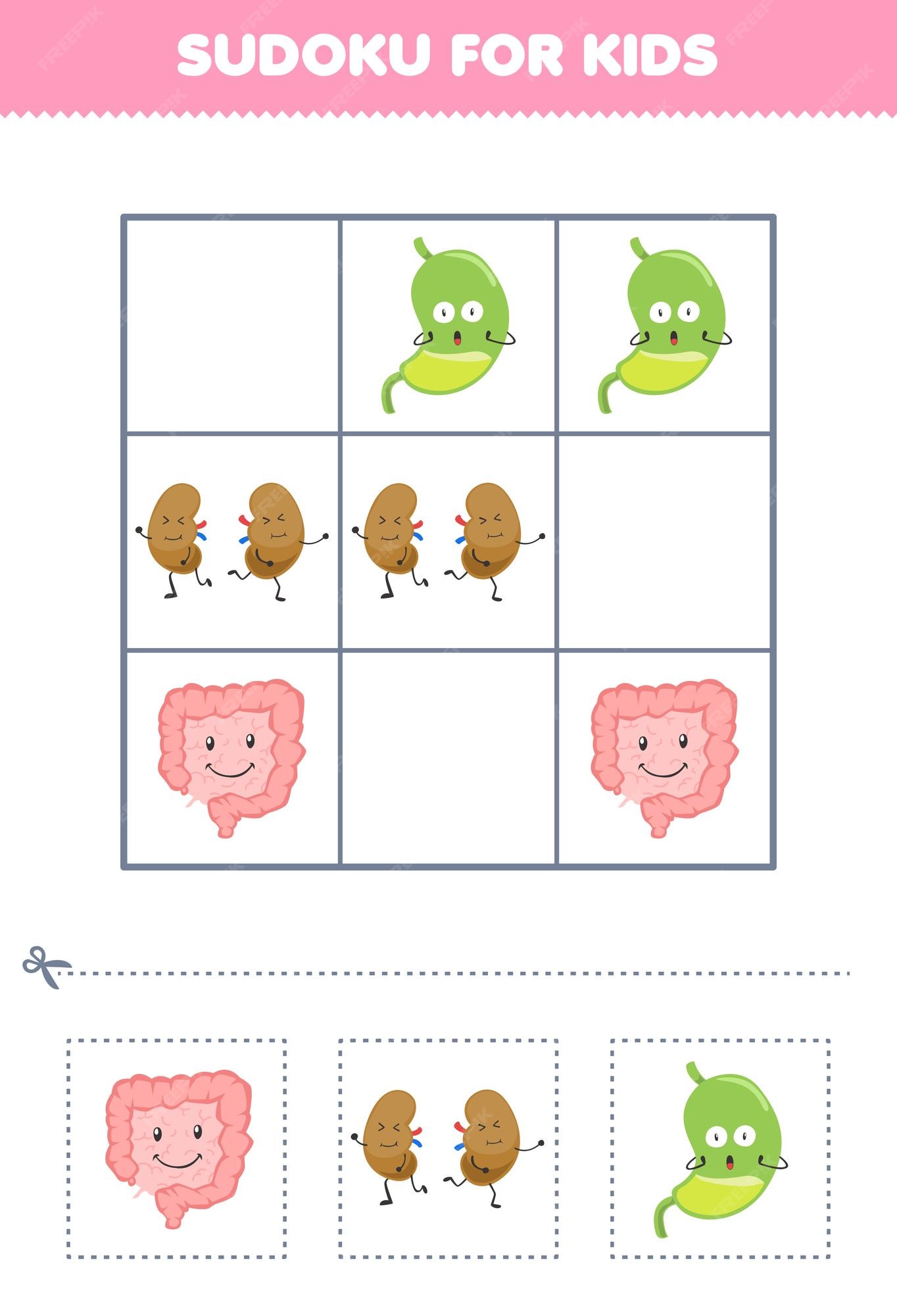 Jogo de educação para crianças sudoku fácil para crianças com