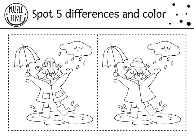 preto e branco encontrar diferenças, jogo de lógica e desenho para  crianças. atividade educacional de conto