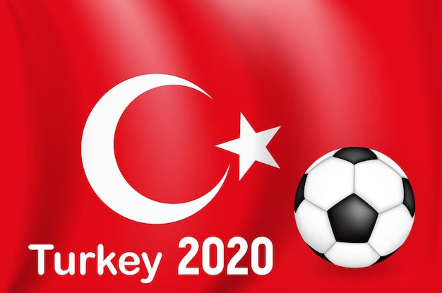 Jogo de futebol do campeonato da turquia com bandeira