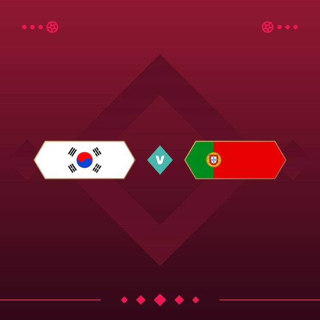 Jogo de futebol mundial da coreia do sul portugal 2022 versus ilustração vetorial de fundo vermelho