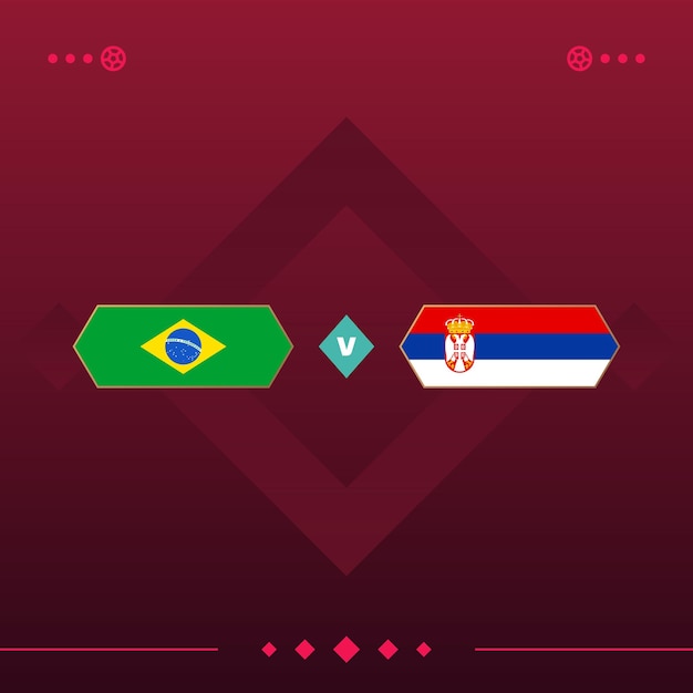 Jogo de futebol mundial da sérvia brasil 2022 versus ilustração vetorial de fundo vermelho