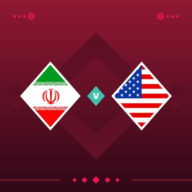 Jogo de futebol mundial do irã eua 2022 versus ilustração vetorial de fundo vermelho