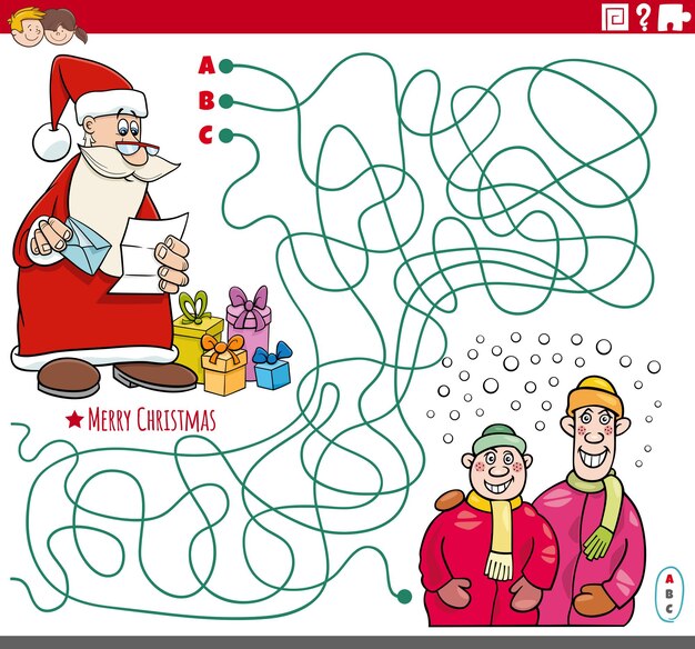 Ilustração Dos Desenhos Animados Do Jogo De Quebra Cabeça De Labirinto  Educacional Com Papai Noel Dando Presentes De Natal Para Crianças Modelo  para download gratuito no Pngtree