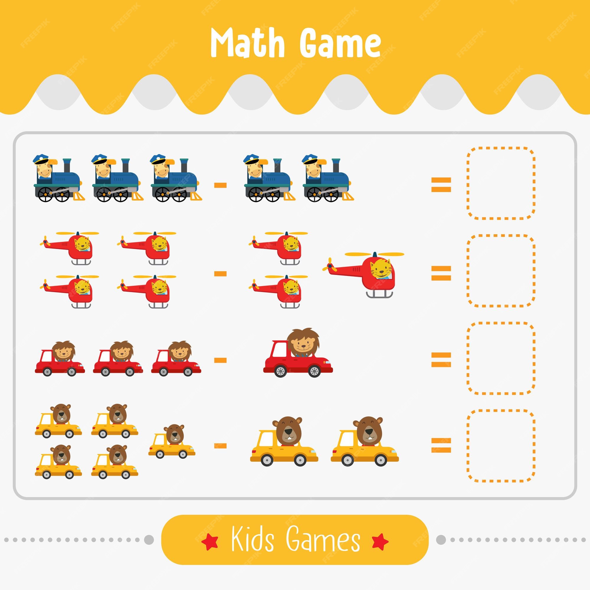 jogo de matemática com imagens para crianças jogo de educação de nível fácil  para atividades de planilha pré-escolar de crianças 2423026 Vetor no  Vecteezy