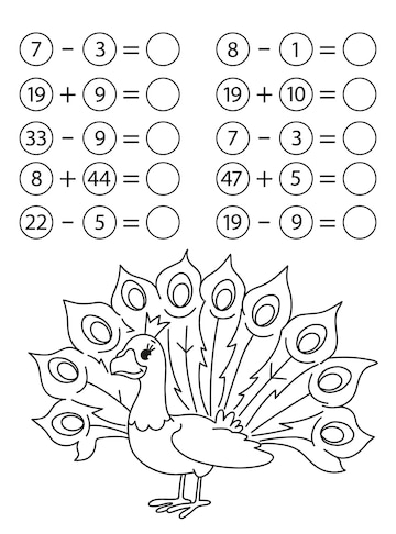 Jogo de matemática infantil subtração e adição de números colorir uvas mini  tarefa escrever a resposta