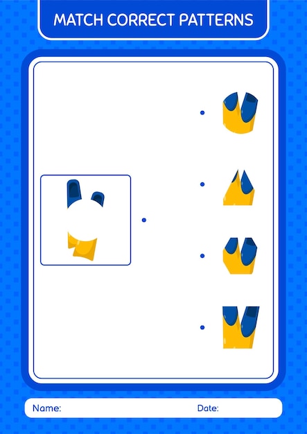 Jogo de padrão de correspondência com planilha de barbatanas de natação para folha de atividades de crianças pré-escolares