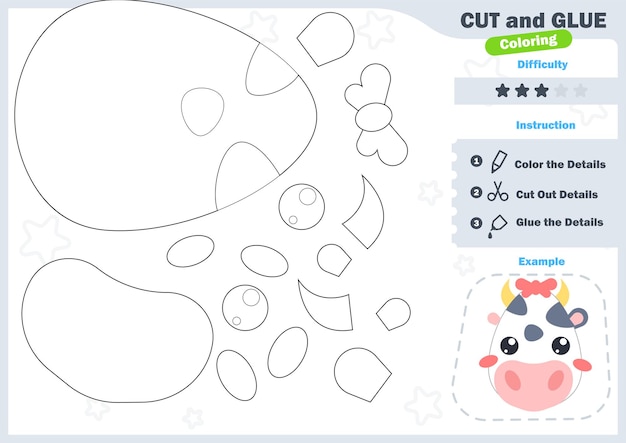 Jogo de papel educativo para crianças pré-escola corte partes da imagem e cole no papel