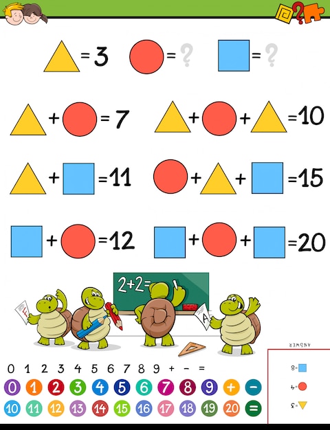 Vetor jogo de puzzle de cálculo matemático educacional
