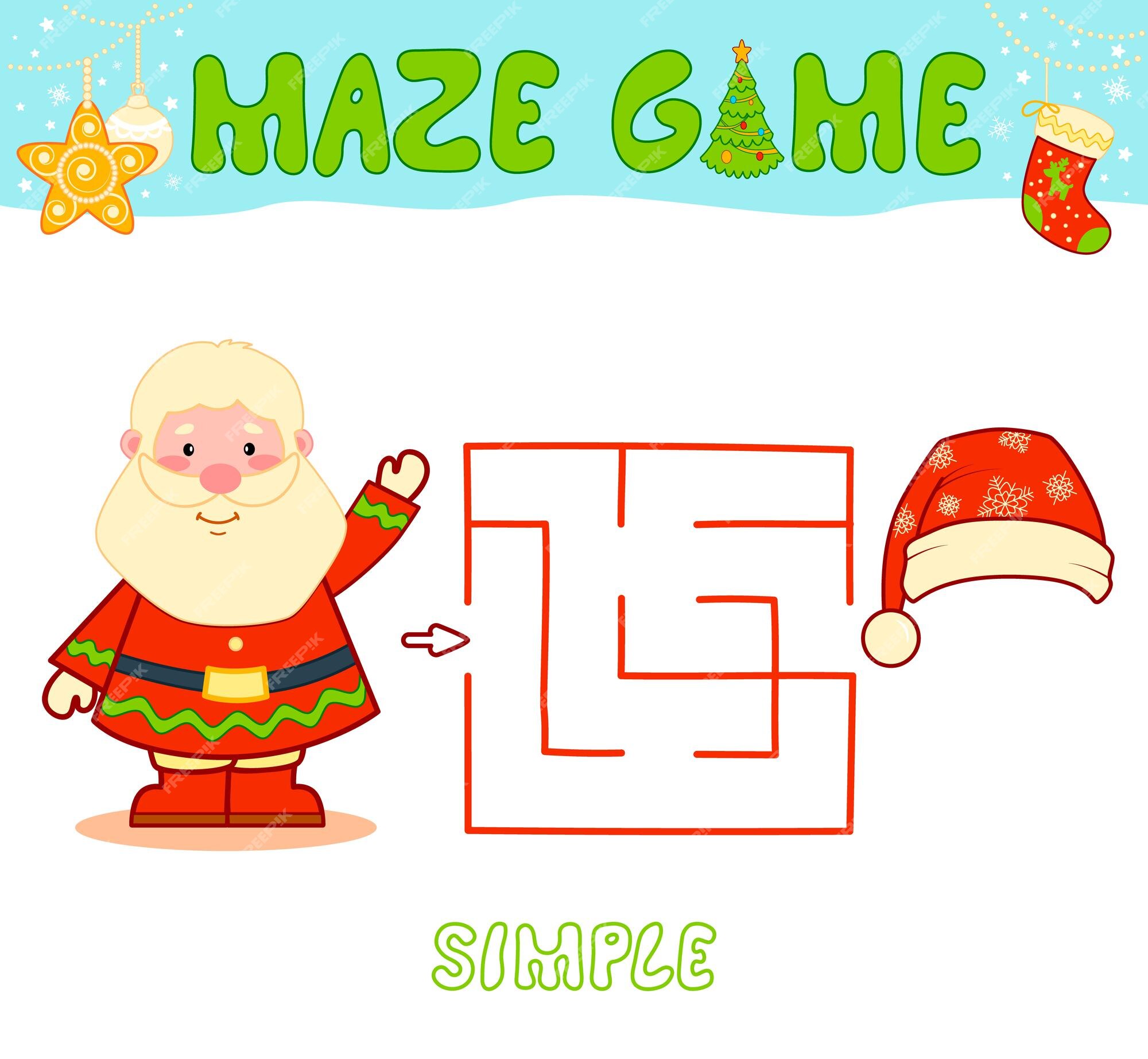 jogo educativo labirinto com papai noel com presente 1417796 Vetor no  Vecteezy