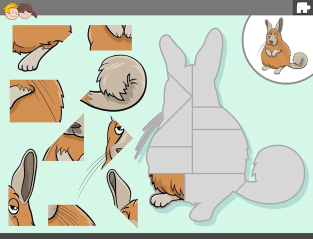 Jogo de quebra-cabeça com viscacha animal personagem