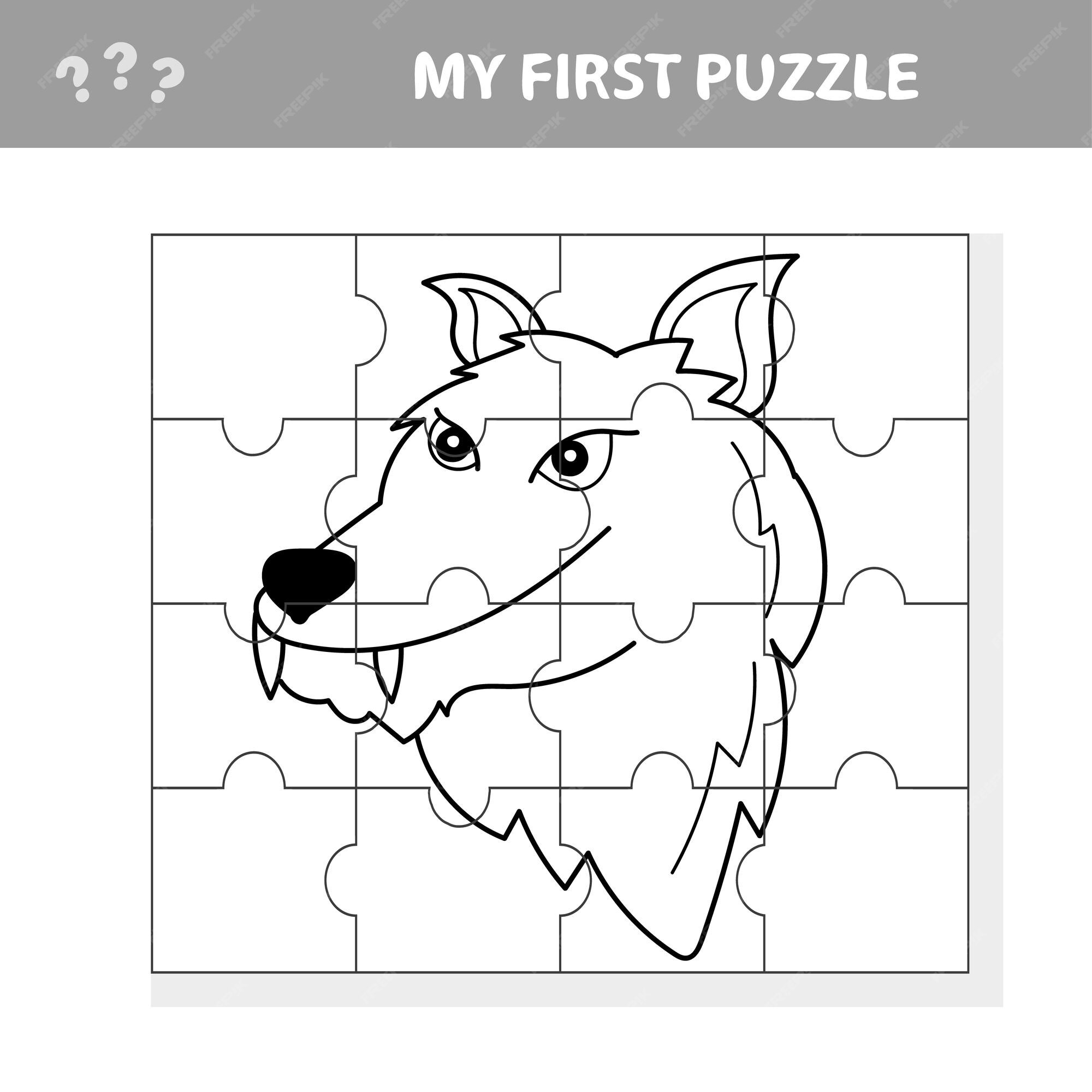 Jogo De Quebra-cabeças Vetorial Para Crianças. Puzzle Com Lobo. Jogo De  Quebra-cabeça Para Criança. Ilustração do Vetor - Ilustração de corte,  colagem: 235709781