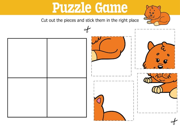 Cortar E Jogar Jogos De Puzzle Para Gatinho Ilustração do Vetor