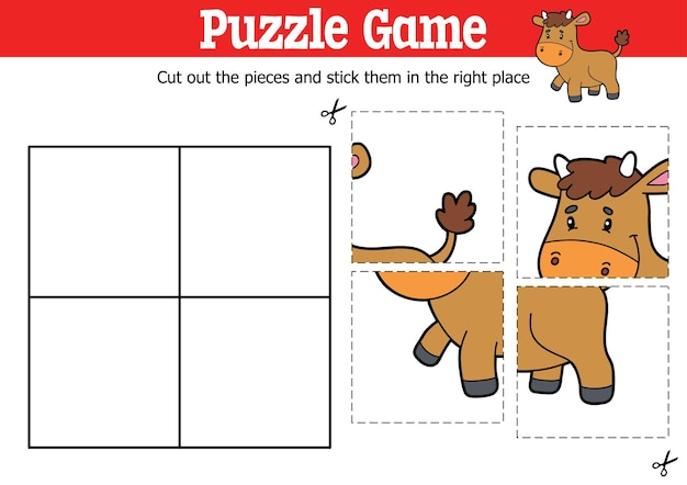 Cortar E Jogar Jogos De Puzzle Para Gatinho Ilustração do Vetor