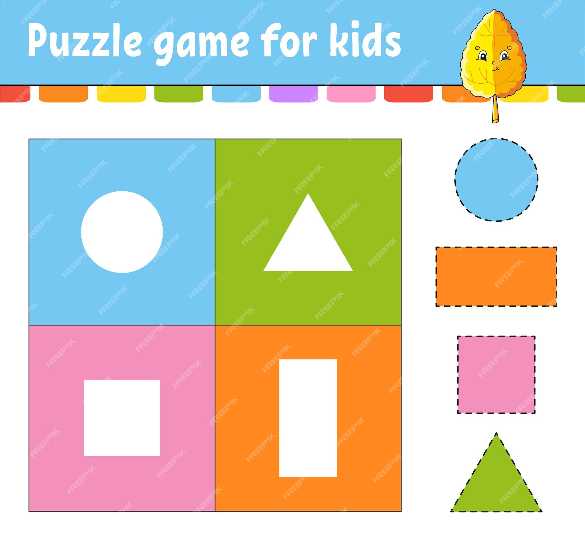 Jogo de quebra-cabeça para crianças cortar e colar prática de corte formas  de aprendizagem planilha de educação